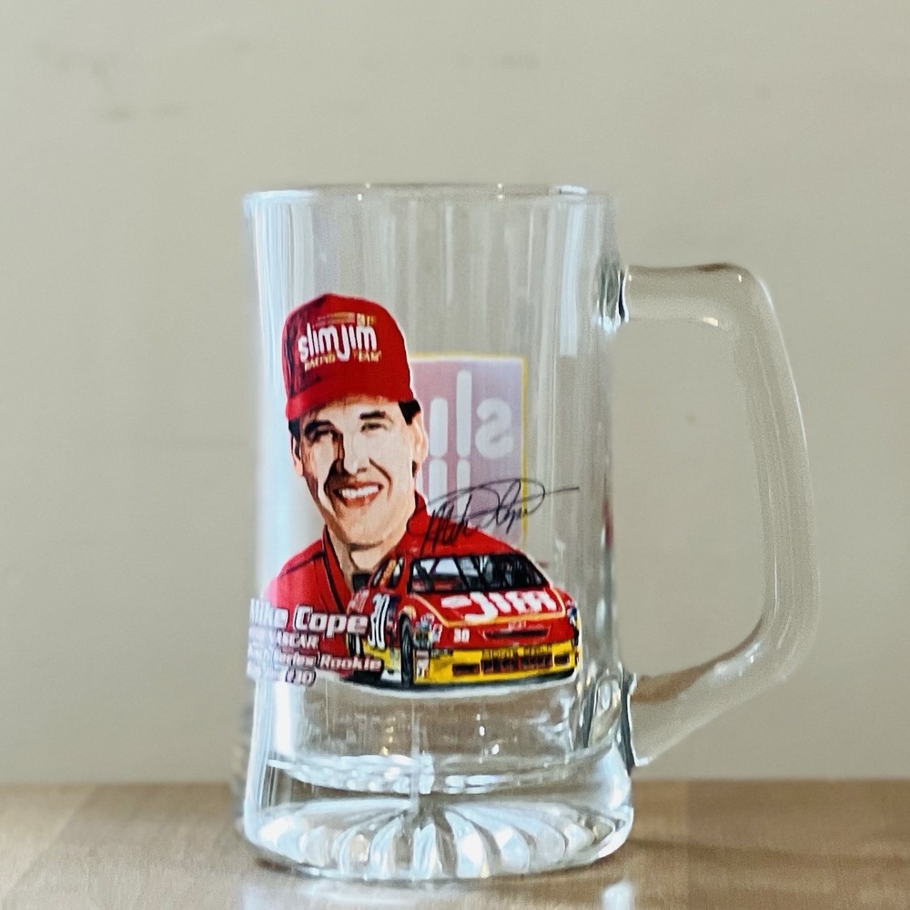 Slim Jim 1998 NASCAR Busch #30 Mike Cope Racing Team 24oz Glass Beer Stein Mug‎